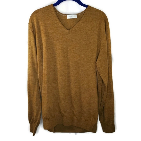 Thomas Maine 100% Fine Merino Wool Mustard Brown Sweater Size XL - Picture 1 of 6